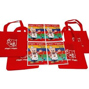 New Piggly Wiggly Fabric Reuseable Shopping Bags & 36 Page Coloring Book Lot
